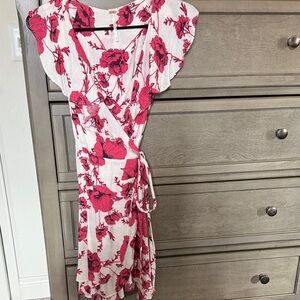 Free People Pink and White Floral Midi Dress